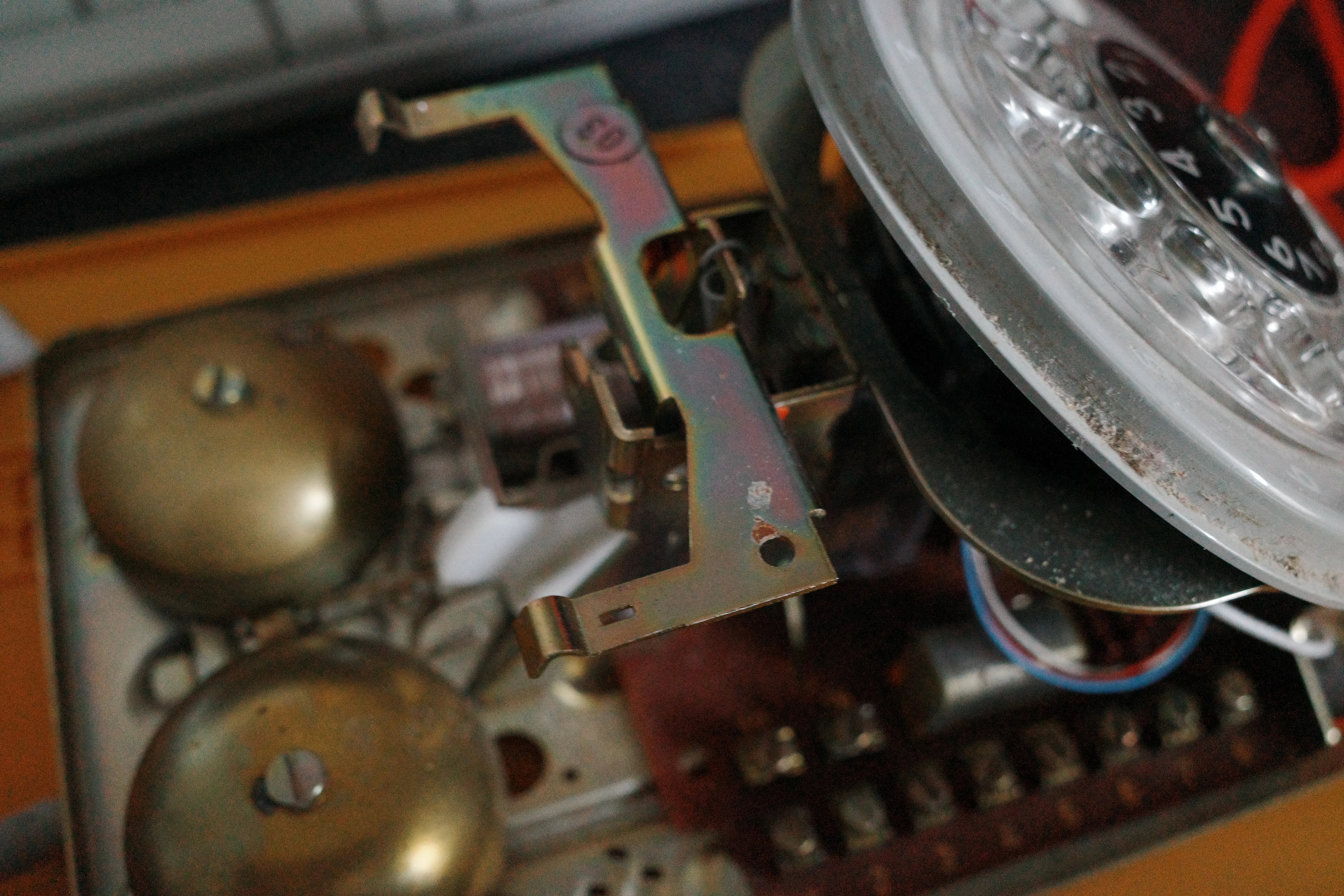 The rotary dial and cradle switch exposed during disassembly