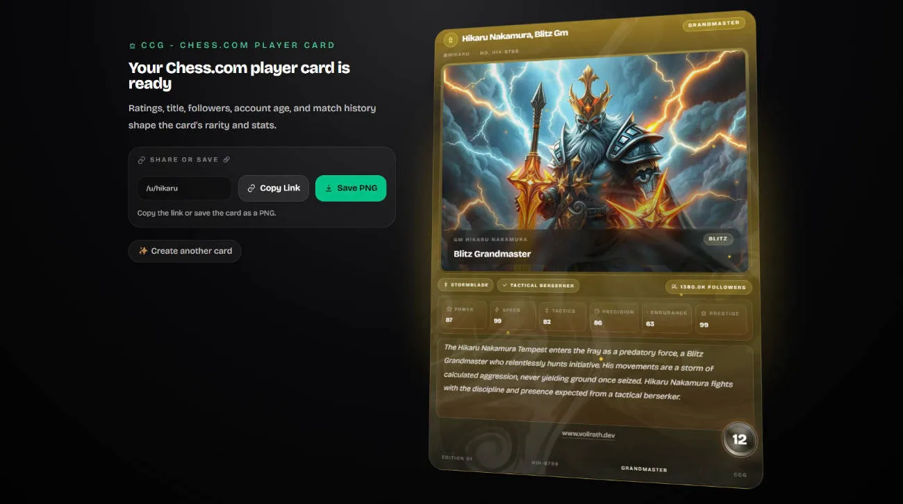 CTC Chess.com Trading Card app