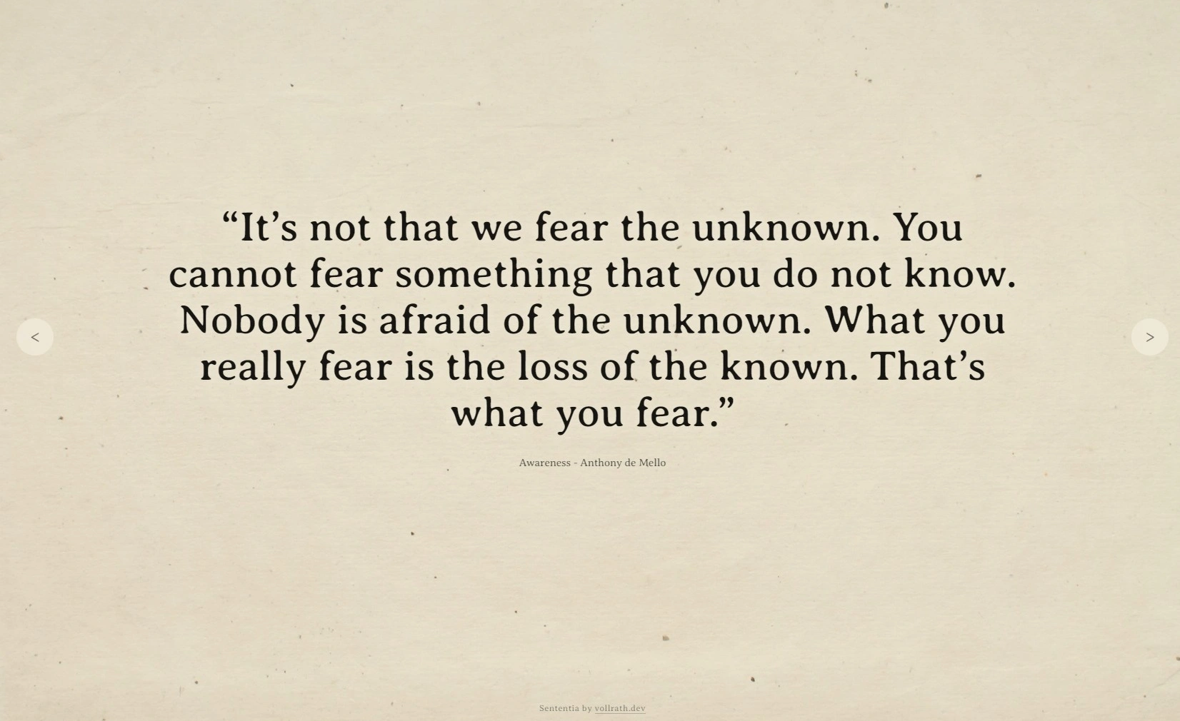 Sententia quote display with full-screen background