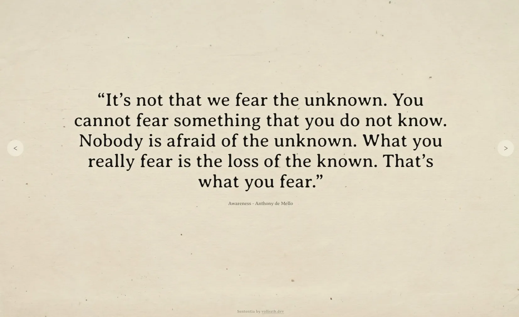 Sententia quote display with full-screen background