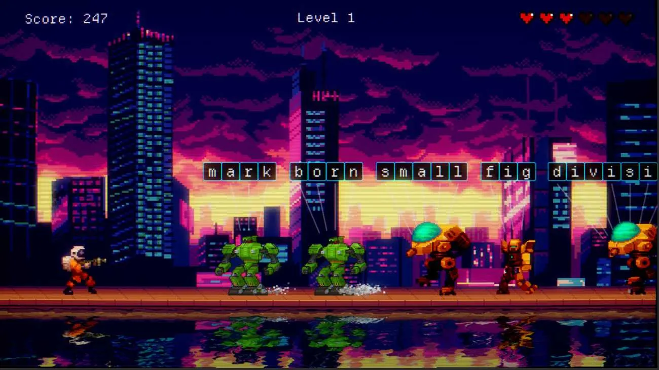 HyperType neon arcade typing game